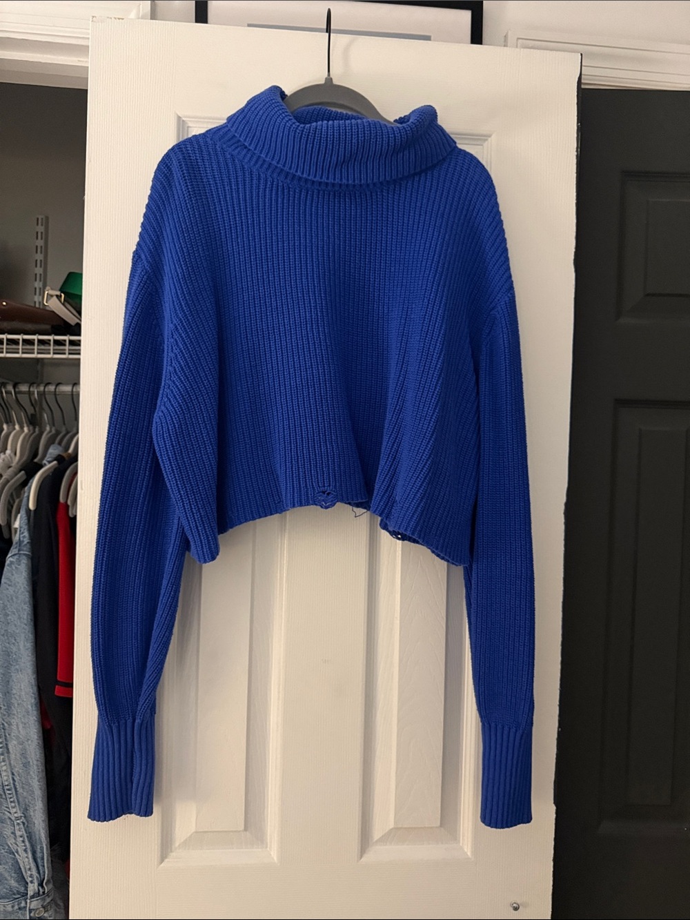 Vici Cobalt Blue Cropped Turtleneck Sweater